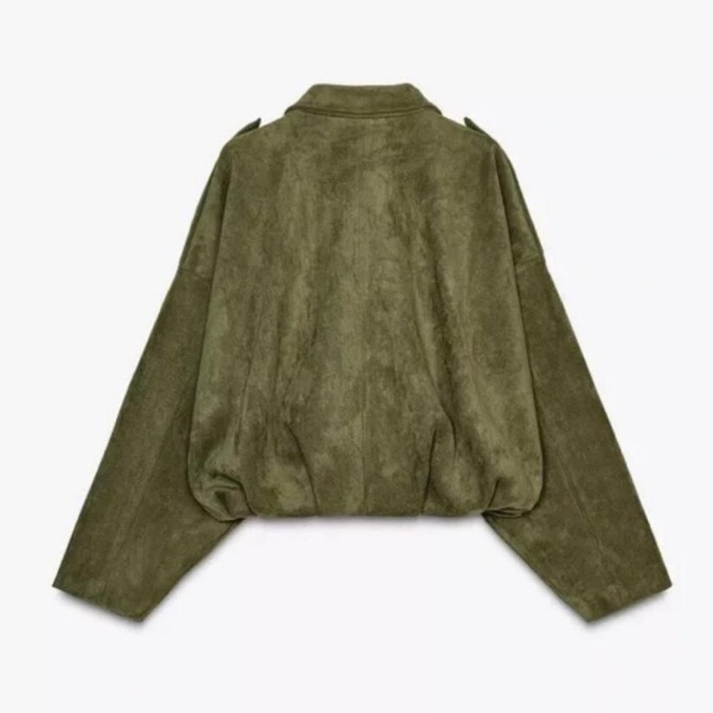 🦋 ZARA VIRAL 🦋 BLOGGERS FAVORITE 🦋 NWT ZARA FAUX SUEDE BOMBER JACKET - Picture 2 of 16